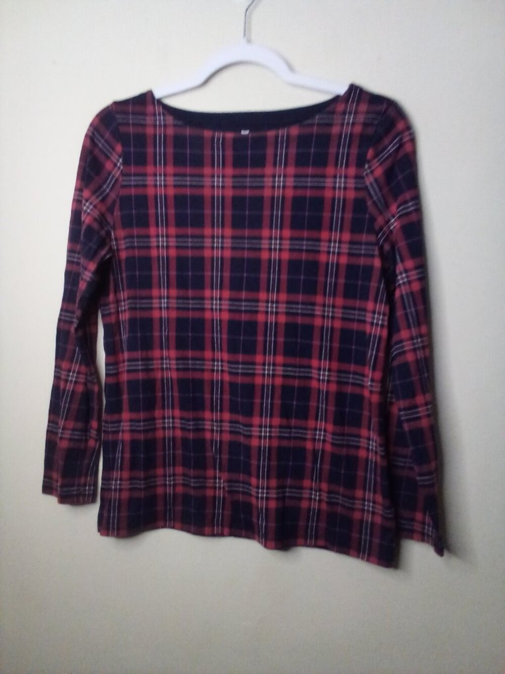 Talbots Shirt Women MP M Petite Long Sleeve Soft Stretch Plaid Red Blue